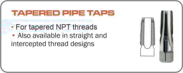Tapered pipe taps